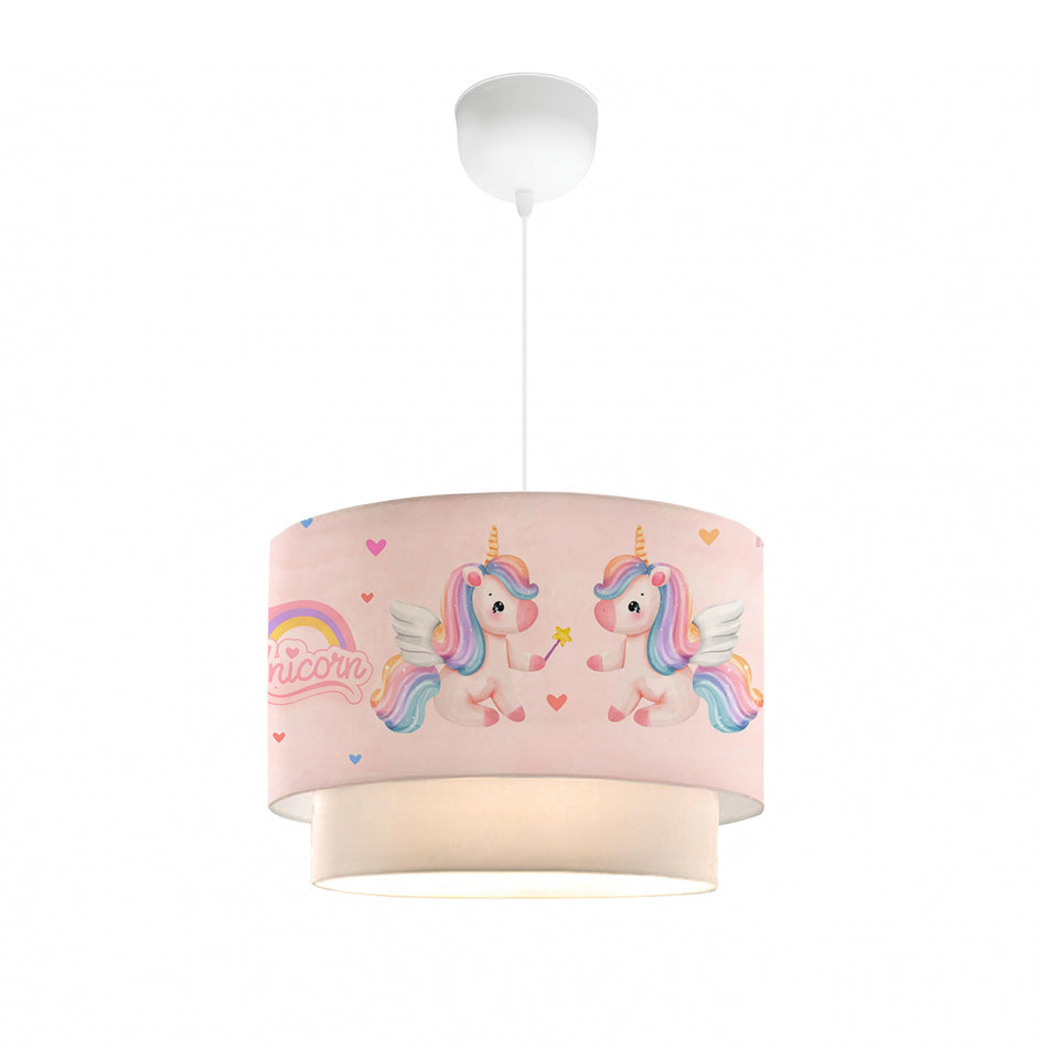 GLOBOSTAR® PONY 204-0016 Παιδικό Κρεμαστό Φωτιστικό Οροφής με Ντουί 1 x E27 AC 220-240V IP20 - Ροζ - Μ30 x Π30 x Υ24cm