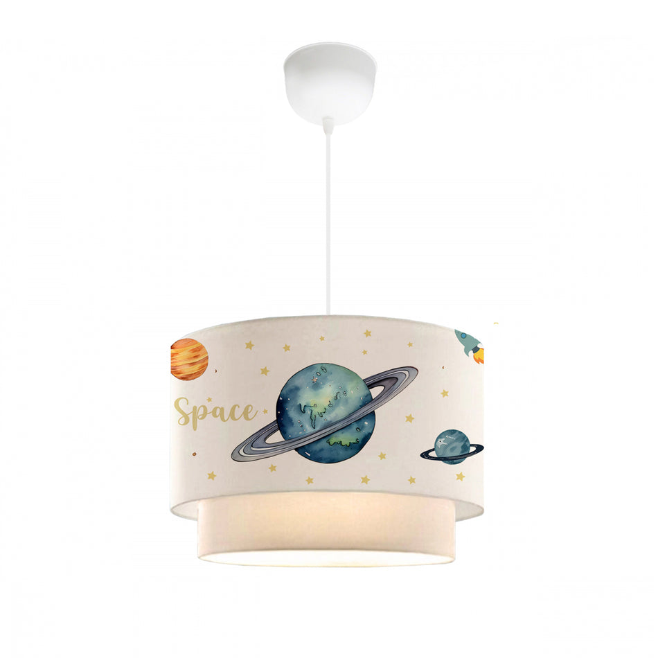 GLOBOSTAR® SATURN 204-0012 Παιδικό Κρεμαστό Φωτιστικό Οροφής με Ντουί 1 x E27 AC 220-240V IP20 - Πολύχρωμο - Μ30 x Π30 x Υ24cm