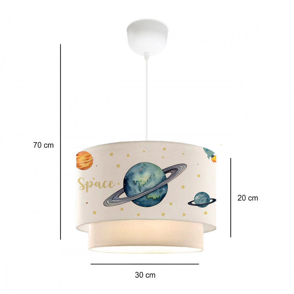 GLOBOSTAR® SATURN 204-0012 Παιδικό Κρεμαστό Φωτιστικό Οροφής με Ντουί 1 x E27 AC 220-240V IP20 - Πολύχρωμο - Μ30 x Π30 x Υ24cm