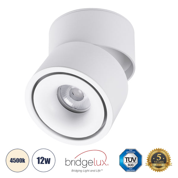 OMEGA-S 60298 Επιφανειακό LED Spot Downlight Φ10cm 12W 1560lm 36° AC 220-240V IP20 - Στρόγγυλο - Λευκό - Φυσικό Λευκό 4500K - Bridgelux COB - 5 Years Warranty