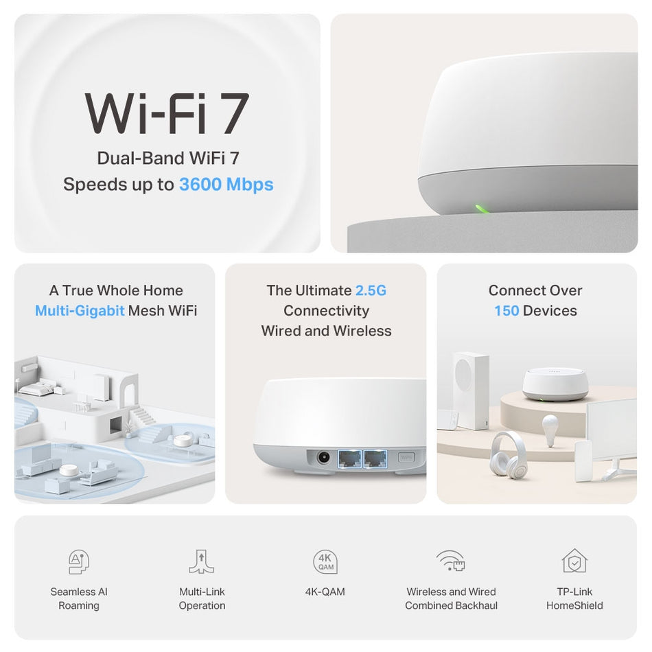 TP-LINK Deco BE25 WiFi 7 Whole Home Mesh System 3 Pack