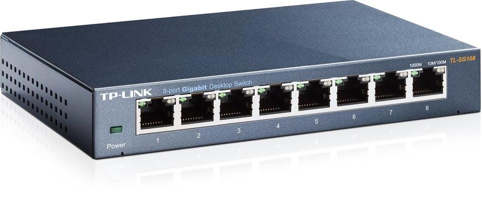 TP-LINK Switch TL-SG108, 8 port, 10/100/1000 Mbps, Steel Case