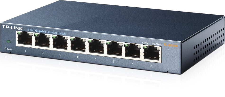 TP-LINK Switch TL-SG108, 8 port, 10/100/1000 Mbps, Steel Case