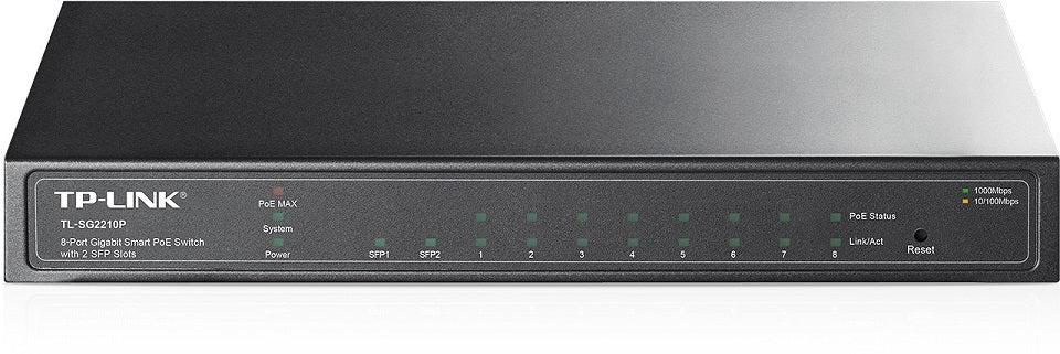 TP-LINK Switch TL-SG2210P, 8-Port Gigabit Smart PoE Switch with 2 SFP Slots
