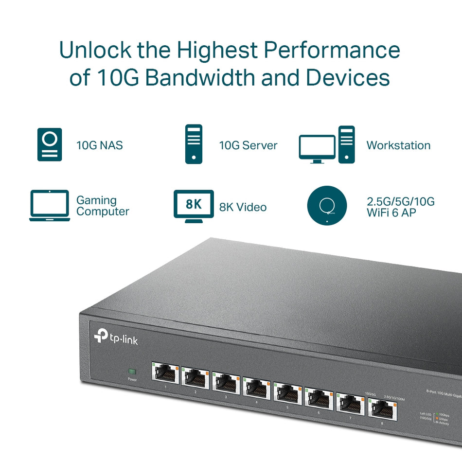 TP-LINK Switch TL-SX1008, 8x10GE Rackmount Metal 13''