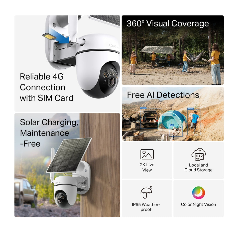 TP-LINK Camera Tapo C615G KIT Solar-Powered Pan/Tilt 4G LTE Security Kit