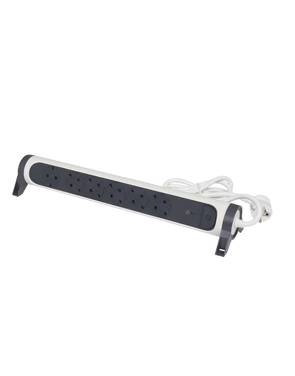 Legrand SurgeArrest 6 Outlets 1.5m Cable SPD Black/Grey Rotating