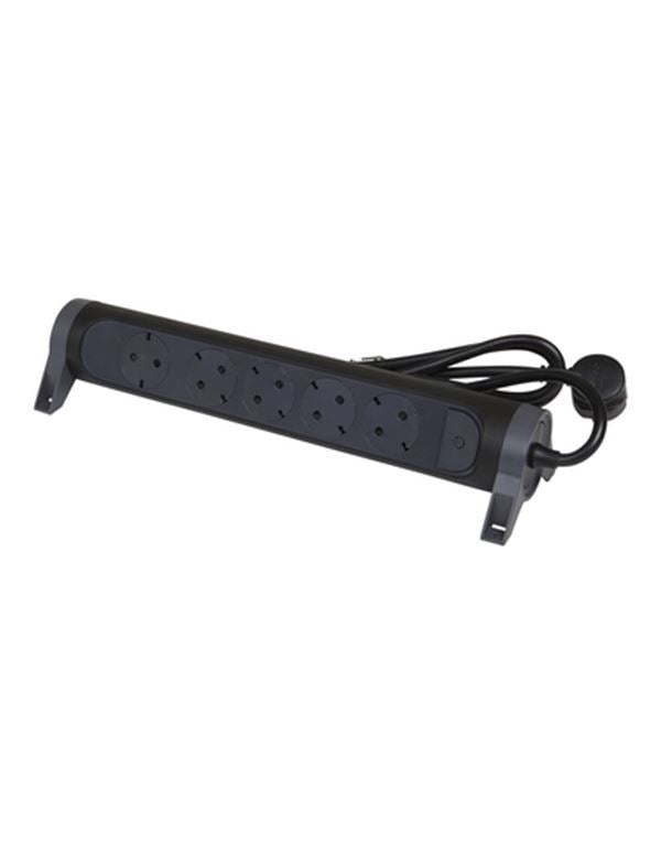 Legrand SurgeArrest 5 Outlets 1.5m Cable  Black/Grey Rotating