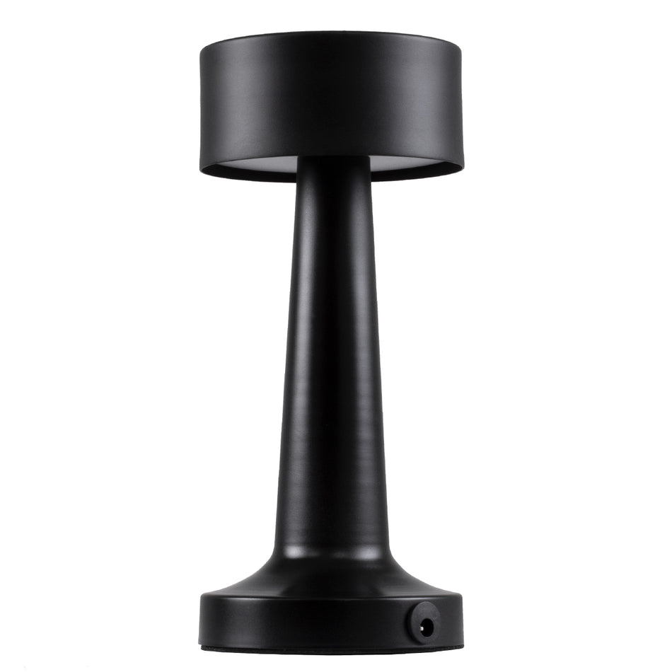 GloboStar® BELLA 76503 Επαναφορτιζόμενο Επιτραπέζιο Φωτιστικό Πορτατίφ LED 1.5W 105lm 120° DC 5V IP44 Θερμό Λευκό 2700K Dimmable Μαύρο Αλουμίνιο - Μ9 x Π9 x Υ21cm - 2 Xρόνια Εγγύηση