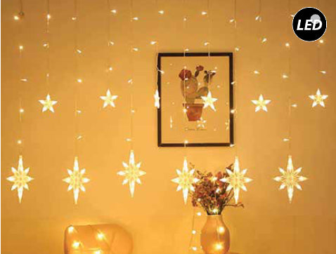 Κουρτίνα 138led με νυφάδες καιαστέρι , επεκτασιμη