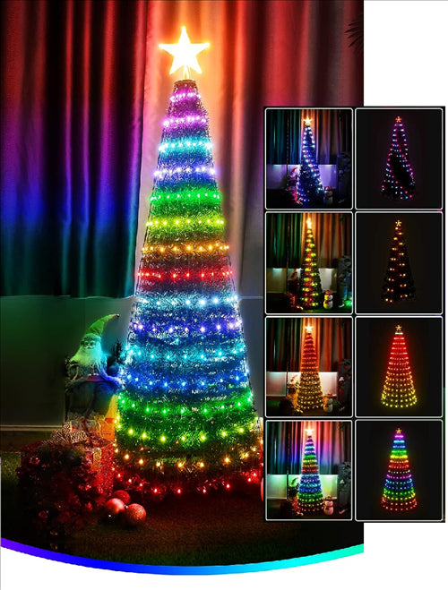 ΔΕΝΔΡO ME 192LED RGB+ΑΣΤΕΡΙ ΚΟΡΥΦΗ 1.5m