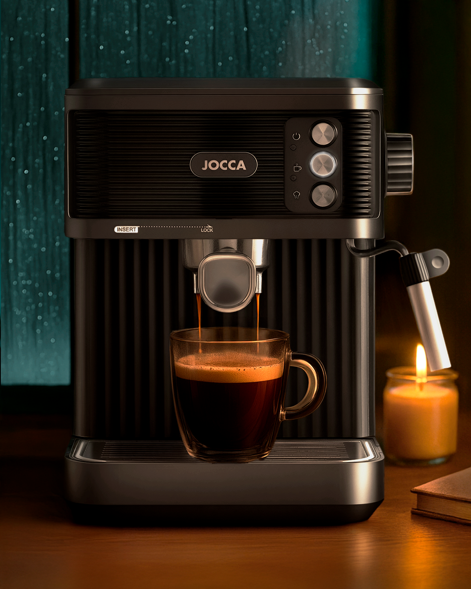 Jocca 20 Bar Espresso Machine With Steam Wand And 1.8 Litre Water Tank Black