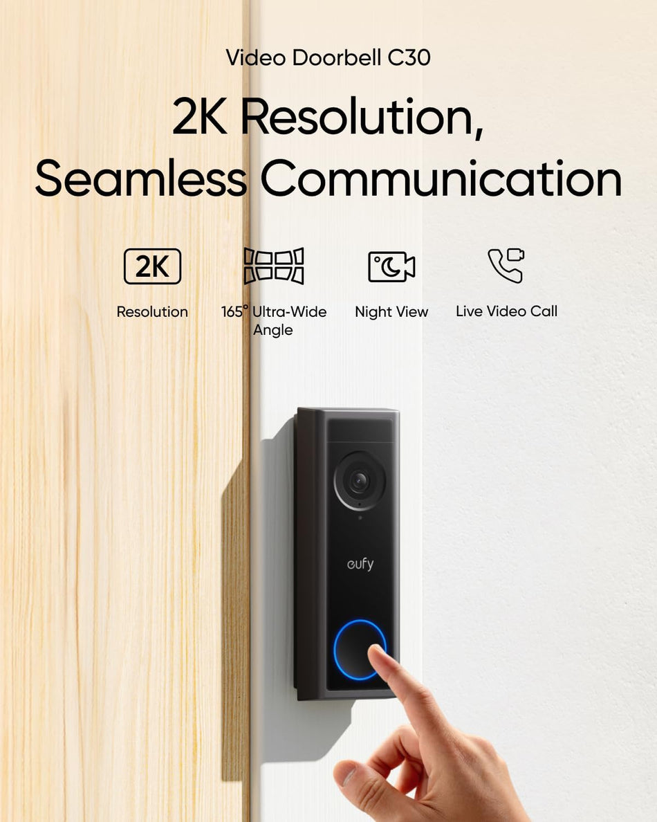 Sonnette vidéo ANKER Eufy C30 sur batterie, 2K
