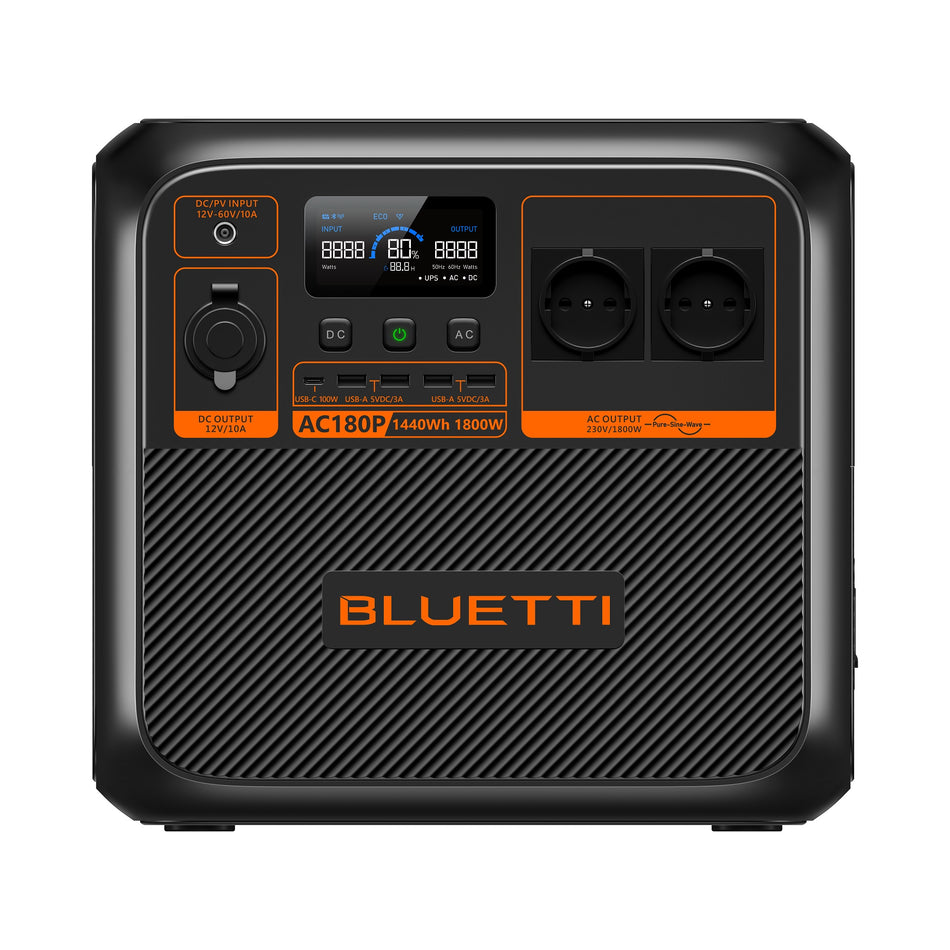 BLUETTI Premium AC180P Solar Portable Power Station Expandable, 1800W AC Outlet 1440Wh
