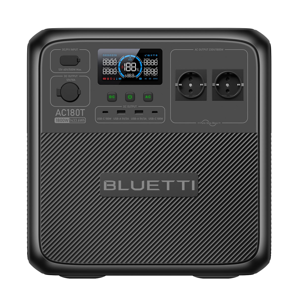 BLUETTI Power Station AC180T with Swappable Battery, 1800W AC Outlet 1433Wh