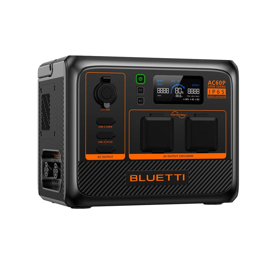Centrale électrique portable BLUETTI Premium AC60P extensible IP65, sortie AC 600W 504Wh