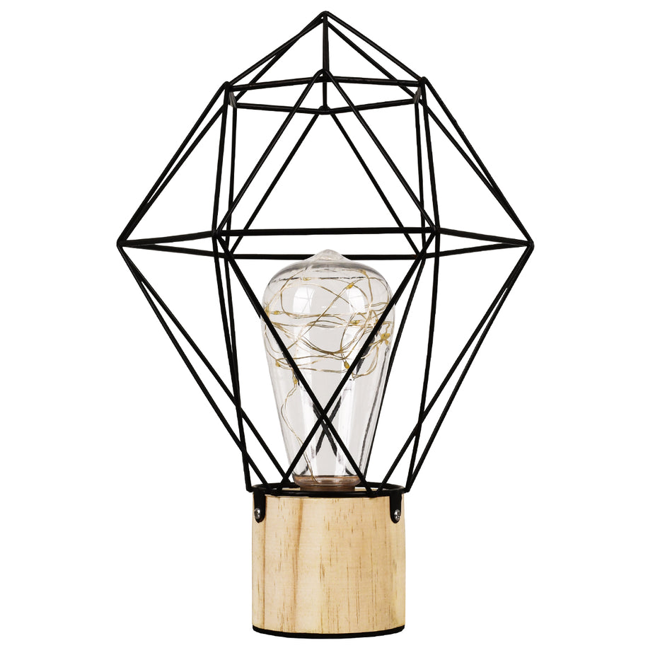 GLOBOSTAR® ANTLER 01443 Μοντέρνο Επιτραπέζιο Φωτιστικό LED 2.2W 154lm 360° DC 5V IP20 Θερμό Λευκό 2700K - DIODE - Μαύρο & Μπεζ - Μ19 x Π19 x Υ29cm - 2 Χρόνια Εγγύηση