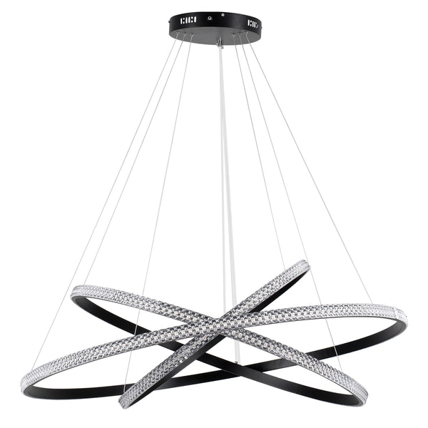 DIAMOND TRIO 61140-DECO Κρεμαστό Φωτιστικό Δαχτυλίδι-Κύκλος LED CCT 150W 18379lm 360° AC 220-240V - Εναλλαγή Φωτισμού μέσω Τηλεχειριστηρίου All In One Dimmable - Μαύρο - 3 Years Warranty