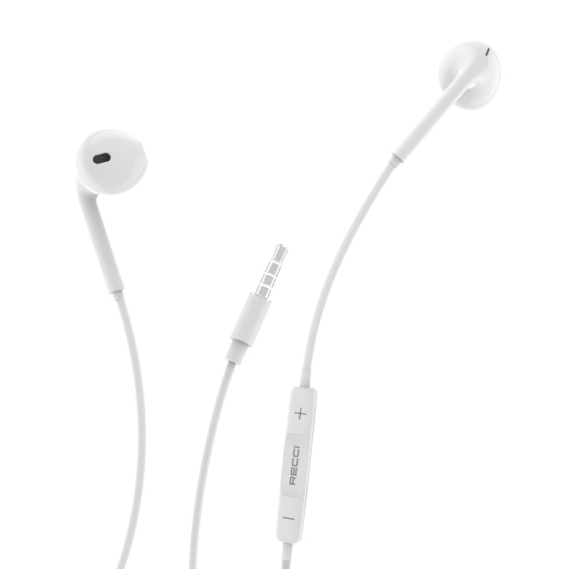 Recci Rep-l07 Écouteurs intra-auriculaires mains libres avec connecteur 3,5 mm Blanc
