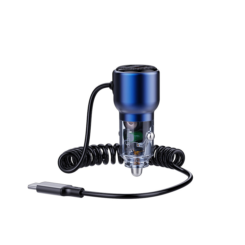 RECCI RCC-N22 - Chargeur de voiture Journey 110W PD 45 Charge rapide avec câble TYPE C - BLEU