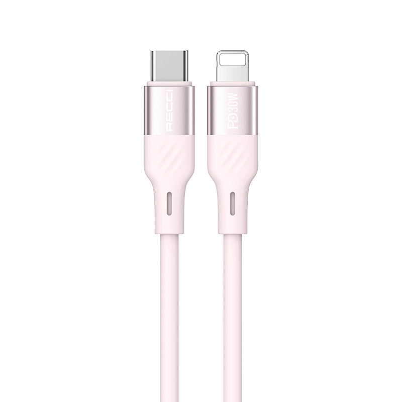 RECCI RS22CL - PD27W Fast Charging Excellence Silicone C To Lightning  Data Cable 1.5M - Pink
