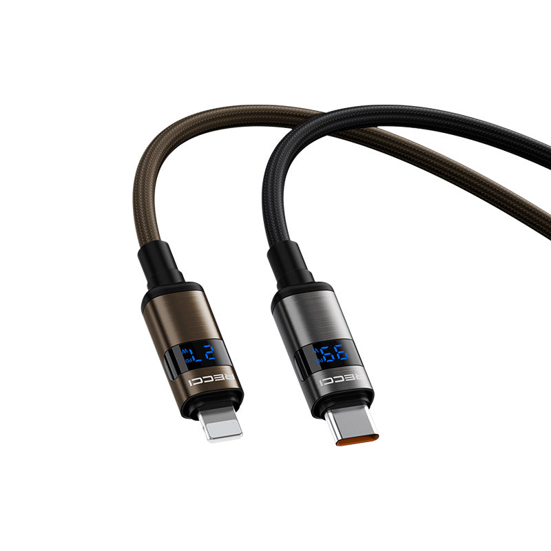 RECCI RS32CL - PD27W Fast Charging DATA Cable C To Lightning Real-Time Display Of Charging Power 1.5M - Black