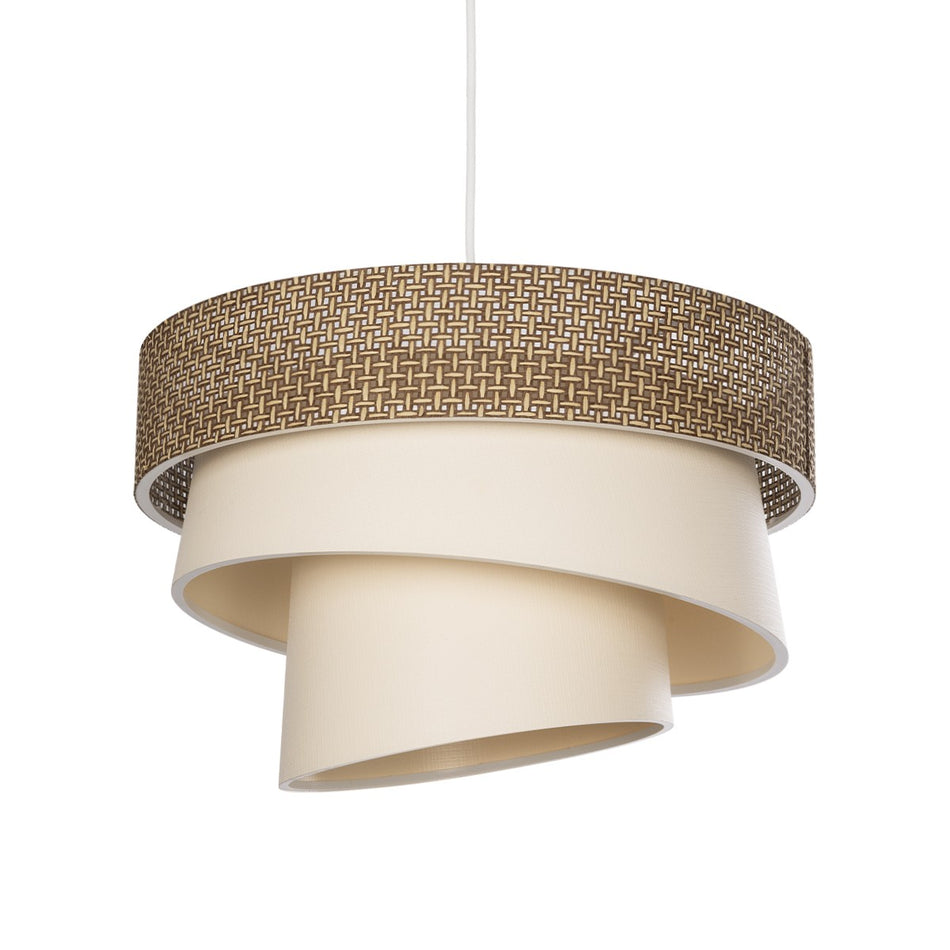 GLOBOSTAR® SIERA 203-0169 Μοντέρνο Κρεμαστό Φωτιστικό Οροφής με Ντουί 1 x E27 AC 220-240V IP20 - Καφέ & Μπεζ - Μ38 x Π38 x Υ26cm