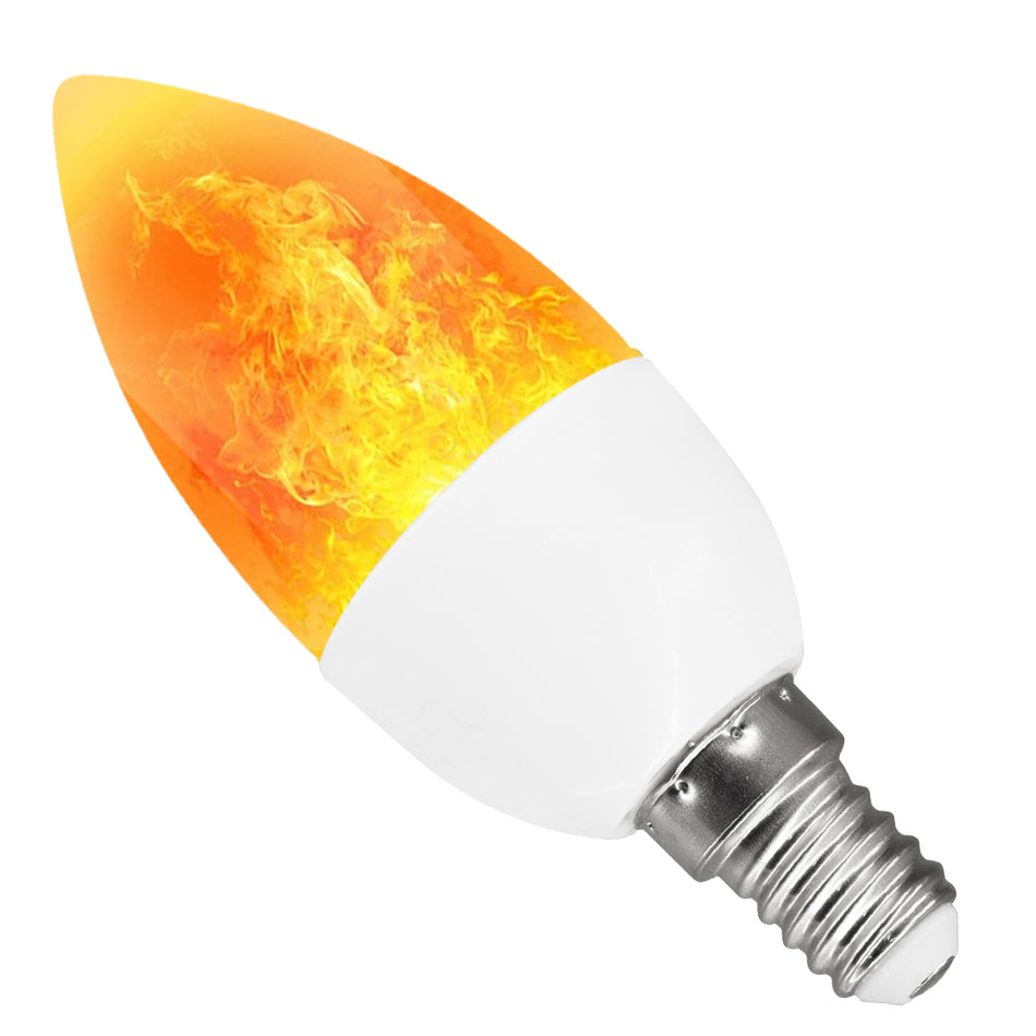 CANDLE 76074 Λάμπα Κεράκι E14 C37 LED 5W 250lm 260°  IP20 Πορτοκαλί 2200K με Εφέ Φλόγας - Λευκό Γαλακτερό - Μ3.7 x Π3.7 x Υ10.4cm - 2 Χρόνια Εγγύηση