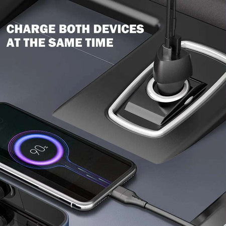 Veger CC50-1A1C Φορτιστής Αυτοκινήτου Fast Charge με Δυο Θύρες Υποδοχής 38W - BLACK