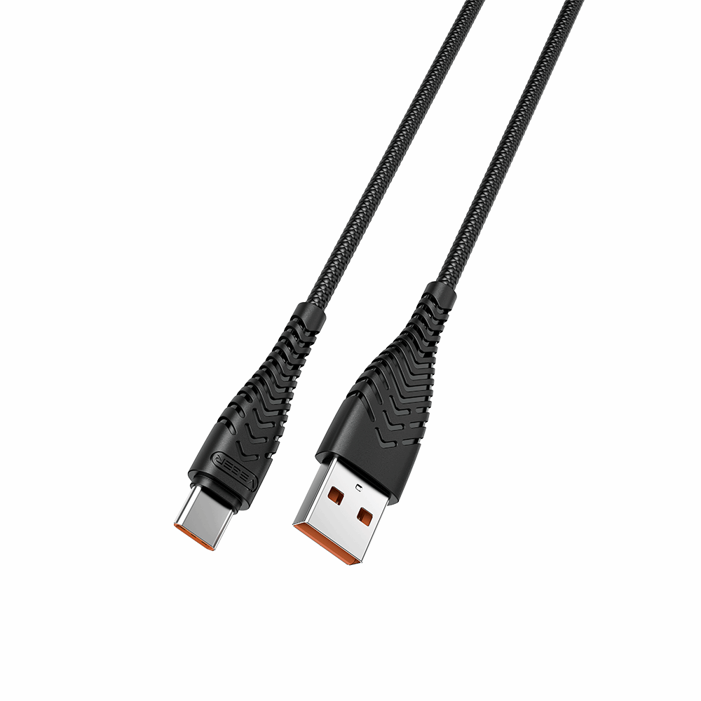 Veger V104 Braided USB 2.0 DATA Cable USB-C male - USB-A male Μαύρο 1.2m