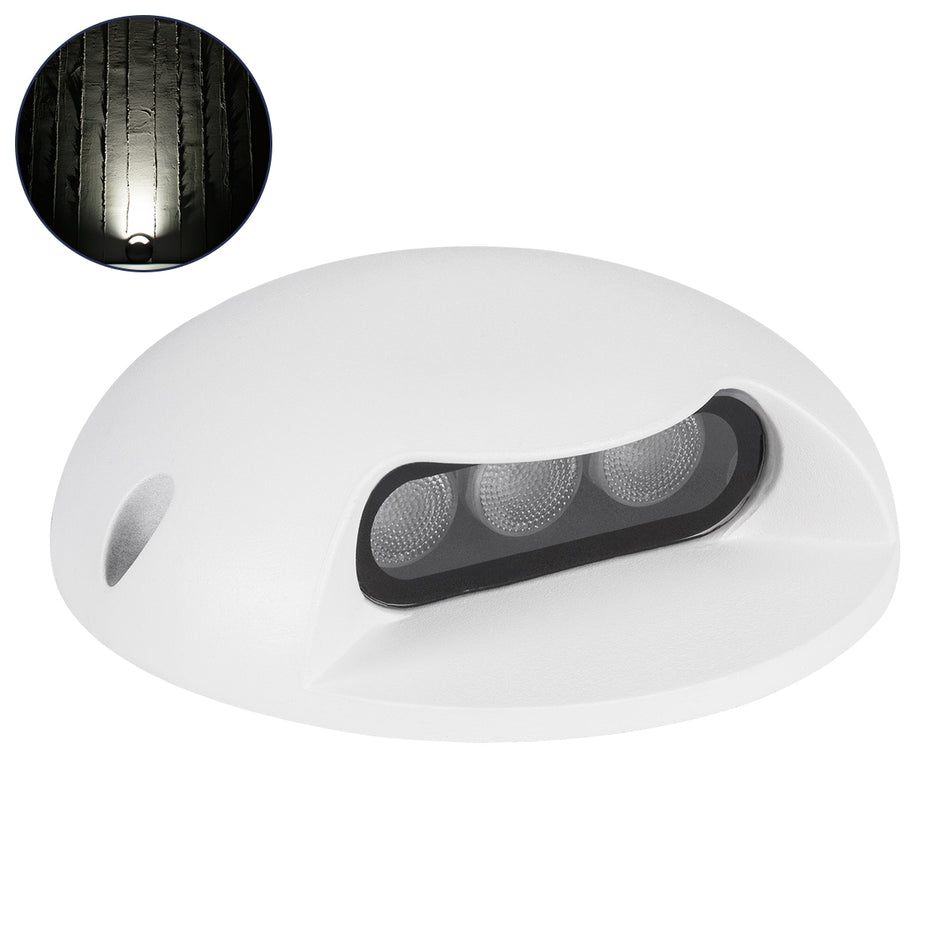 GLOBOSTAR® STEPLUNA 90620 Φωτιστικό Σκαλοπατιού / Διαδρόμου LED 3W 345lm 10° DC 24V Αδιάβροχο IP65 Φυσικό Λευκό 4500K Dimmable - Bridgelux SMD Chip - Λευκό Ματ - Μ12 x Π12 x Υ3cm - 3 Χρόνια Εγγύηση