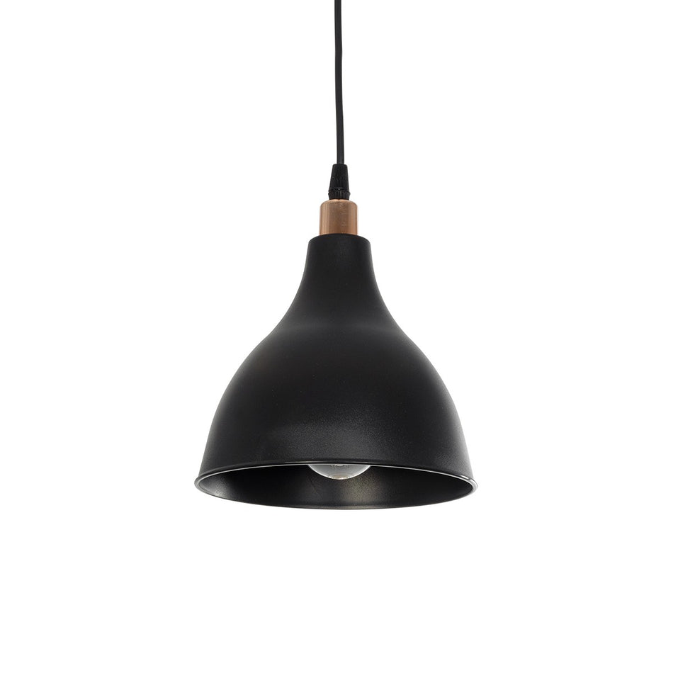 GLOBOSTAR® RADE 203-0124 Μοντέρνο Κρεμαστό Φωτιστικό Οροφής με Ντουί 1 x E27 AC 220-240V IP20 - Μαύρο & Χάλκινο - Μ18.5 x Π18.5 x Υ23cm