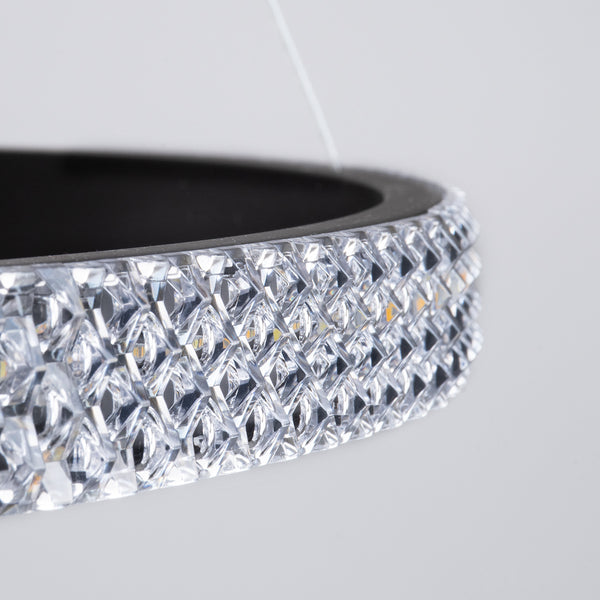 DIAMOND TRIO 61140-DECO Κρεμαστό Φωτιστικό Δαχτυλίδι-Κύκλος LED CCT 150W 18379lm 360° AC 220-240V - Εναλλαγή Φωτισμού μέσω Τηλεχειριστηρίου All In One Dimmable - Μαύρο - 3 Years Warranty