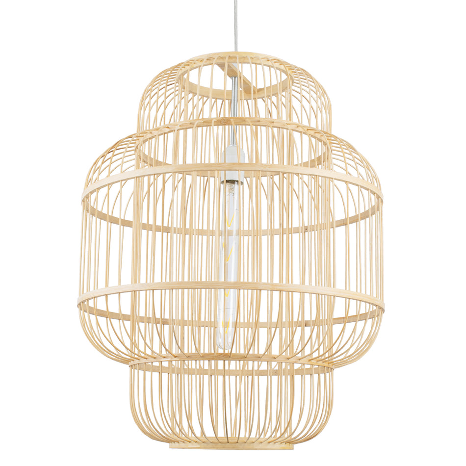 GLOBOSTAR® HIBISCUS 01763 Boho Κρεμαστό Φωτιστικό Οροφής με Ντουί 1 x E27 AC 220-240V IP20 - Μπεζ - Μ48 x Π48 x Y60cm