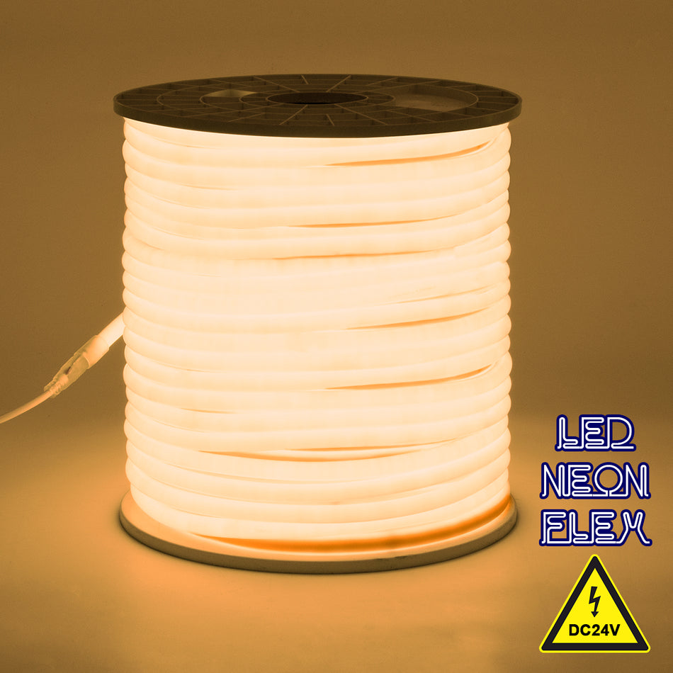 GLOBOSTAR® NEOTUBE 70582 Ταινία Neon Flex LED 12W/m 840lm/m 360° DC 24V Αδιάβροχο IP65 120 x SMD2835 Chip/m Θερμό Λευκό 2700K Dimmable - Sanan SMD Chip - Μ100 x Π1.3 x Υ1.3cm - 3 Χρόνια Εγγύηση