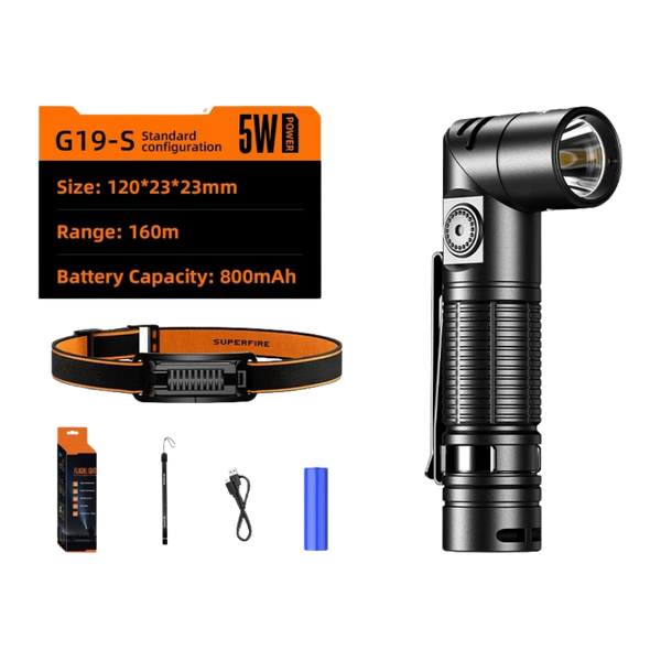 Πολυλειτουργικός 3 Σε 1 LED Φακός G19-S | 500 Lumens | Με Μαγνήτη | Περιστρεφόμενη Κεφαλή 90° | Αδιάβροχος