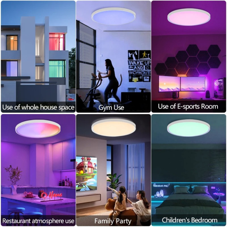 Smart Πλαφονιέρα Οροφής RGBW LED 47W, Bluetooth+Remote TUYA APP, 46cm Διάμετρος