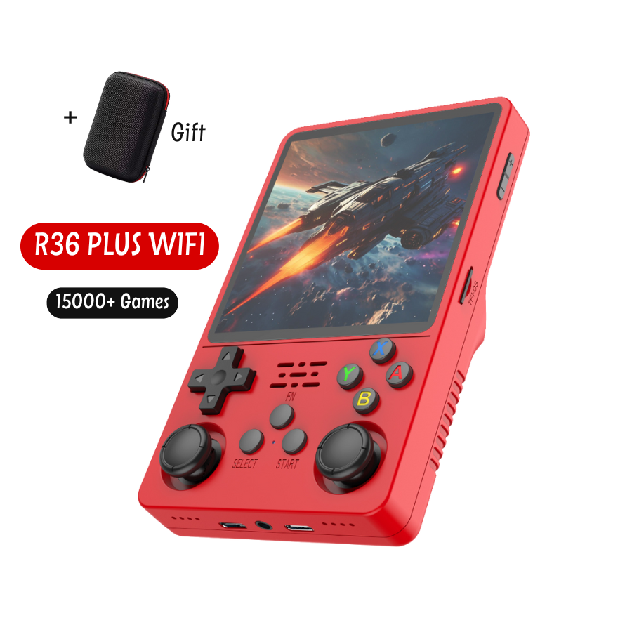 Retro Φορητή Κονσόλα R36 Plus Οθόνη IPS 4" WIFI, 64GB 15.000 Παιχνίδια, ArKOS 2.0, Κόκκινο