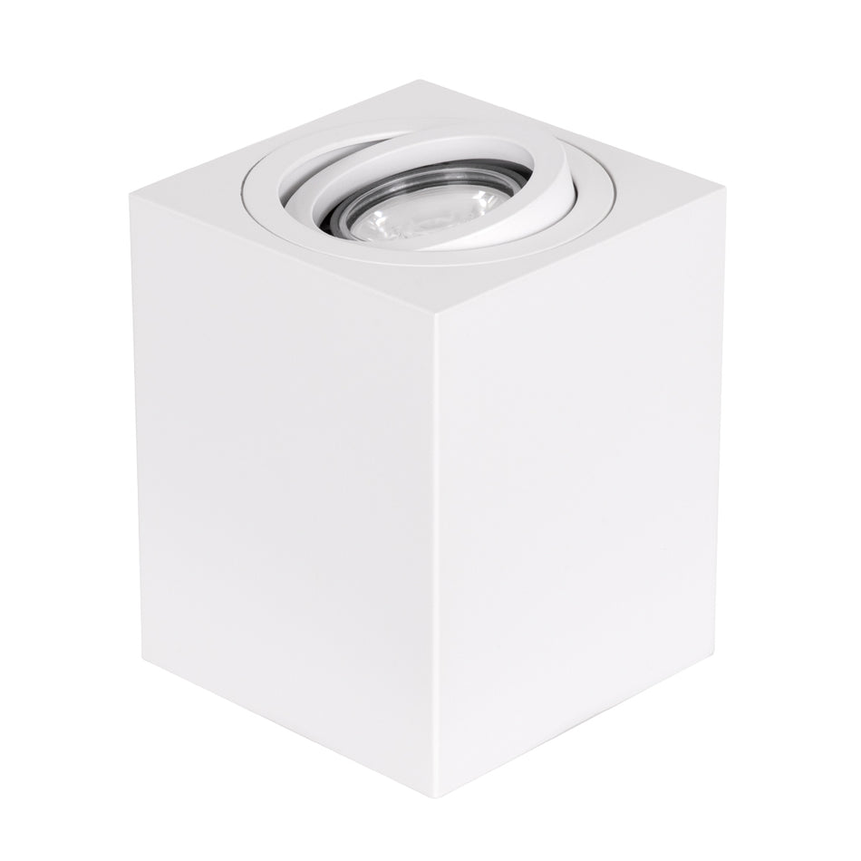 kelvo® AKIRA 60622 Κινούμενο Φωτιστικό Downlight Σποτ για Λάμπα MR16 με Ντουί 1 x GU10 AC 220-240V IP44 - Λευκό Ματ - Μ8 x Π8 x Υ10cm