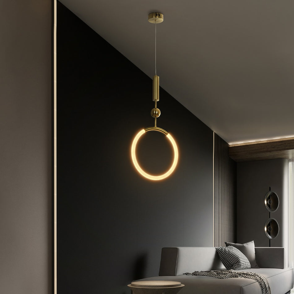 kelvo® GLOW 61678 Μοντέρνο Κρεμαστό Φωτιστικό Οροφής LED 18W 1800lm 360° AC 220-240V IP20 Ρυθμιζόμενο Λευκό CCT με On/Off 2700K/4500K/6000K - Lumileds SMD Chip - Χρυσό Πλατίνα & Λευκό Νήμα - Μ30 x Π6 x Υ60cm - 3 Χρόνια Εγγύηση