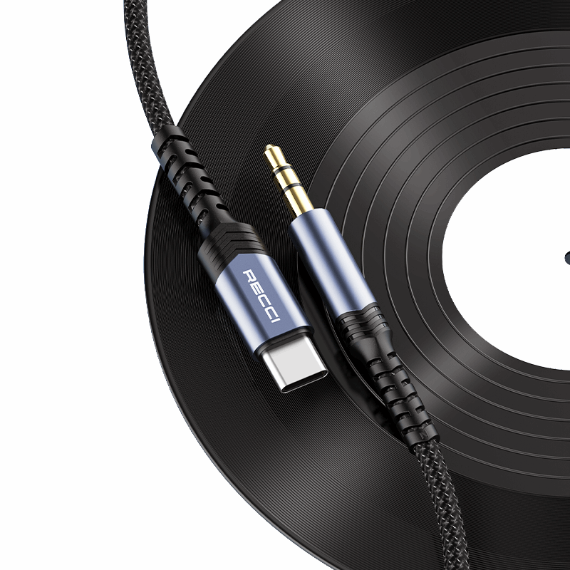 Recci RDS-A27 Aux Cable 3.5mm male Type-C 1m - Black