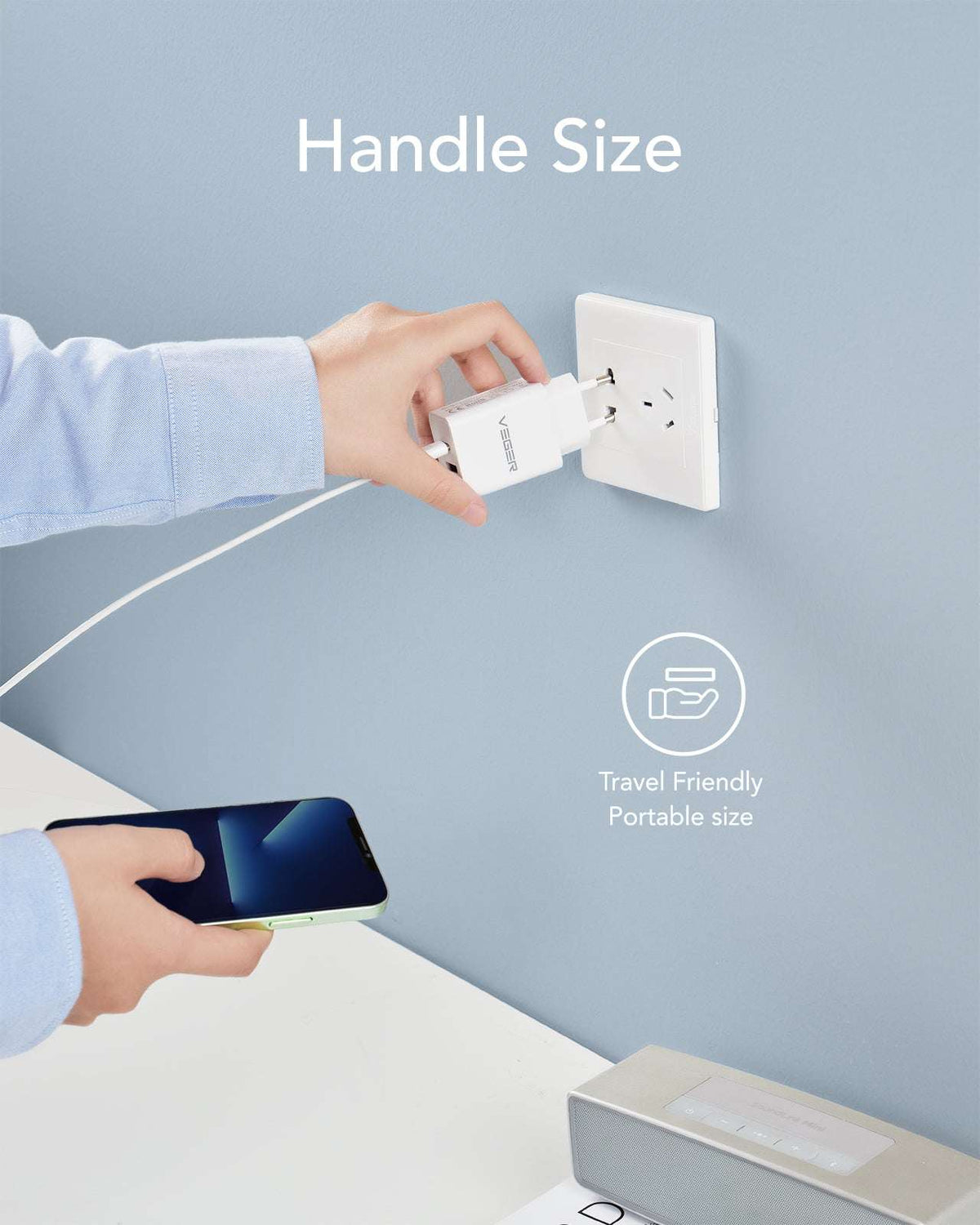 Veger VLS302U Φορτιστής Χωρίς Καλώδιο με Θύρα USB-A και Θύρα USB-C 30W Power Delivery / Quick Charge 3.0 Λευκός