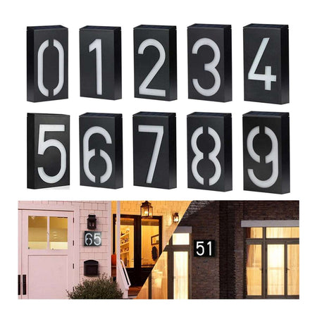 71519 Αυτόνομο Ηλιακό Φωτιστικό LED SMD 1W 100lm με Ενσωματωμένη Μπαταρία 1000mAh - Φωτοβολταϊκό Πάνελ με Αισθητήρα Ημέρας-Νύχτας για Αρίθμηση Δρόμου με Αριθμό 9 Αδιάβροχο IP55 Ψυχρό Λευκό 6000K