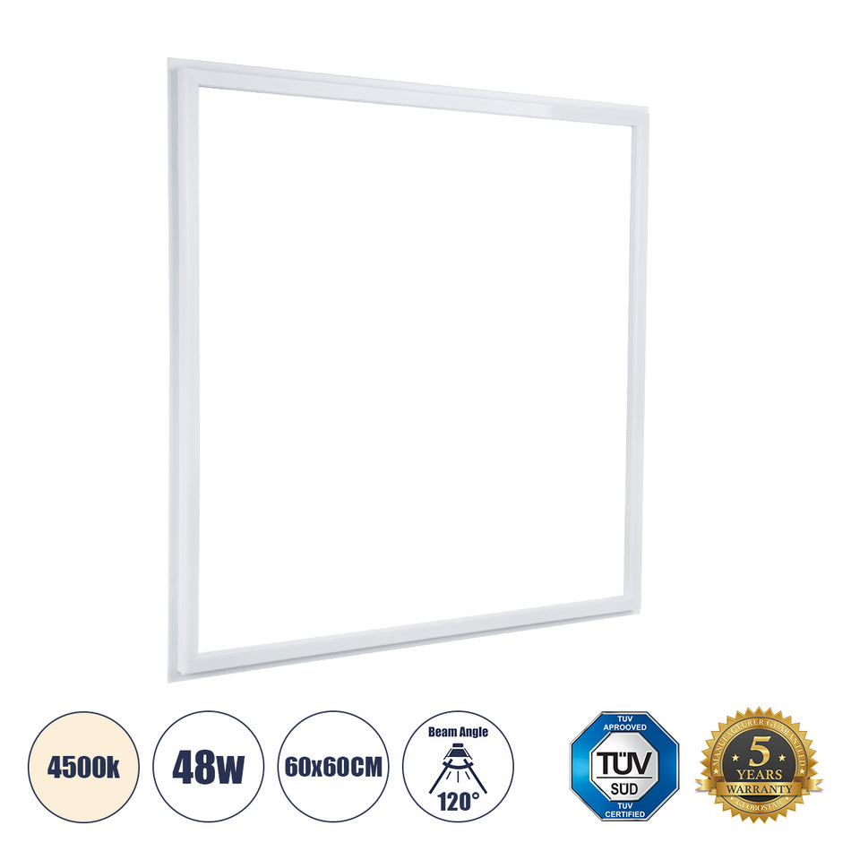 FRAMELIN 60369 Χωνευτό Panel Οροφής 60x60 LED 48W 5520lm 120° CRI≥85Ra UGR<19  IP20 Φυσικό Λευκό 4500K - Lumileds SMD Chip & TÜV SÜD Driver - Λευκό Γαλακτερό - Μ60 x Π60 x Υ1.5cm / Q56 x 56cm - 5 Χρόνια Εγγύηση