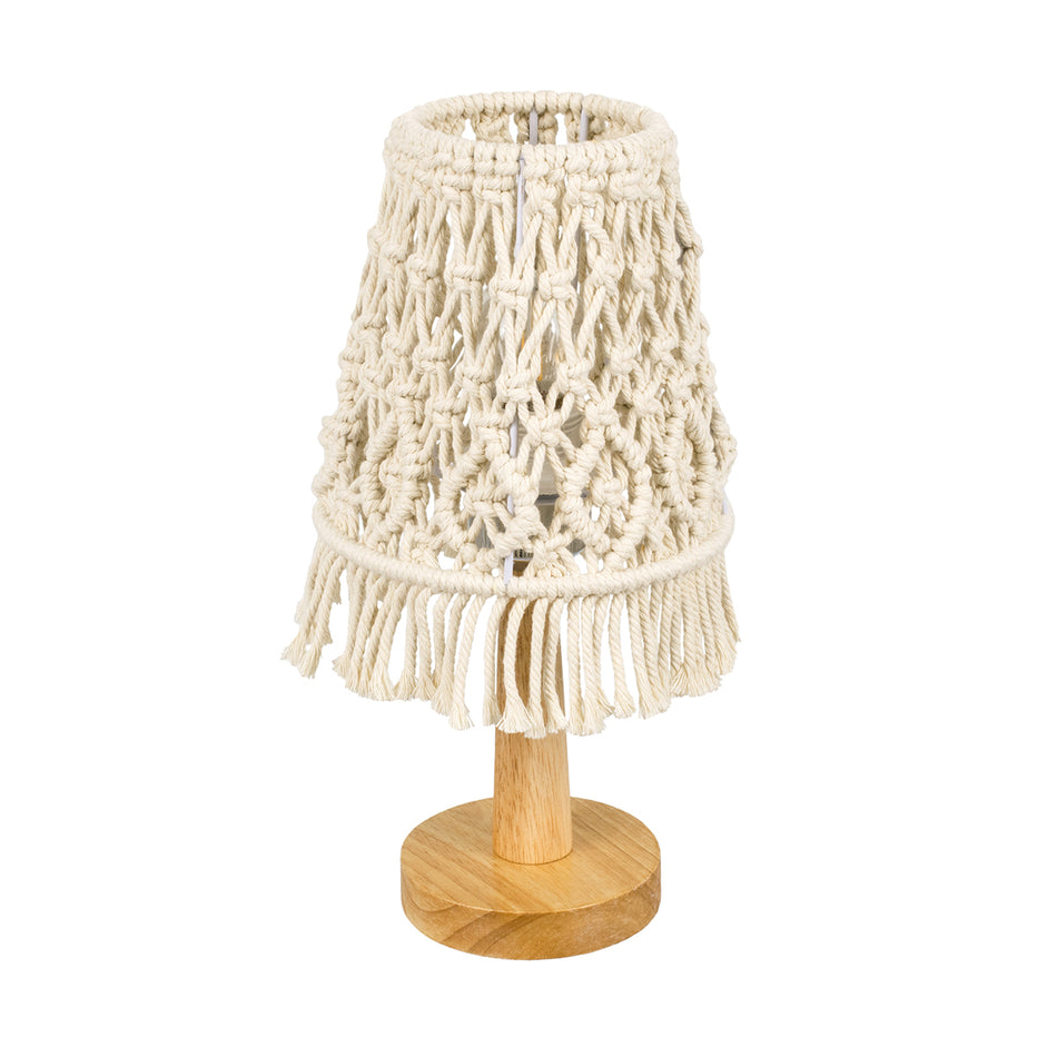 GLOBOSTAR® RWANDA 36210 Boho Επιτραπέζιο Φωτιστικό Πορτατίφ με Ντουί 1 x E27 AC 220-240V IP20 - Μπεζ & Καφέ - Μ15 x Π15 x Υ30cm