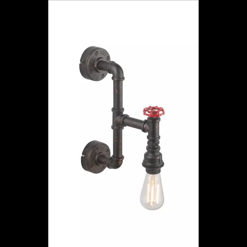 Wall light metal black gold patinated, WxH:100x365, OH:250, excl. 1xE27 60W 230V