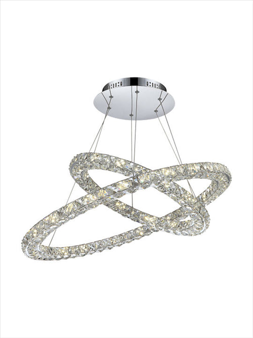 Pendant chrome, K9 crystals translucent, LxWxH:900x670x1800, incl. 1xLED 64W 3,4V, 4205lm Source, 3632lm Output, 4000K