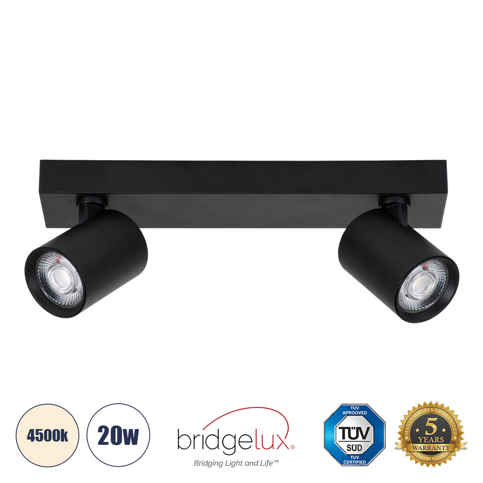 GLOBOSTAR® LEONARDO 60346 Μοντέρνο Φωτιστικό Οροφής LED 20W 2400lm 60° AC 220-240V IP20 Φυσικό Λευκό 4500K - Bridgelux COB - Μαύρο - Μ32 x Π7 x Υ11.8cm - 5 Χρόνια Εγγύηση