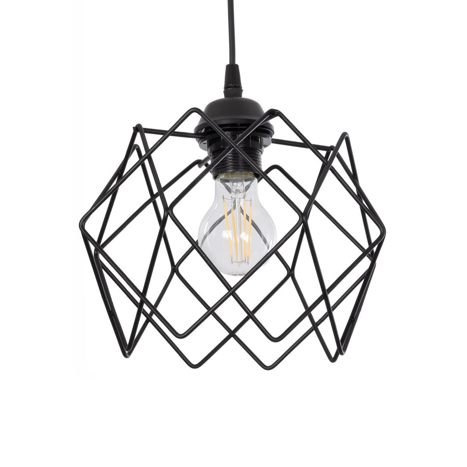 GLOBOSTAR® SOLON 201-0059 Μοντέρνο Κρεμαστό Φωτιστικό Οροφής με Ντουί 1 x E27 AC 220-240V IP20 - Μαύρο - Μ24 x Π24 x Υ23cm