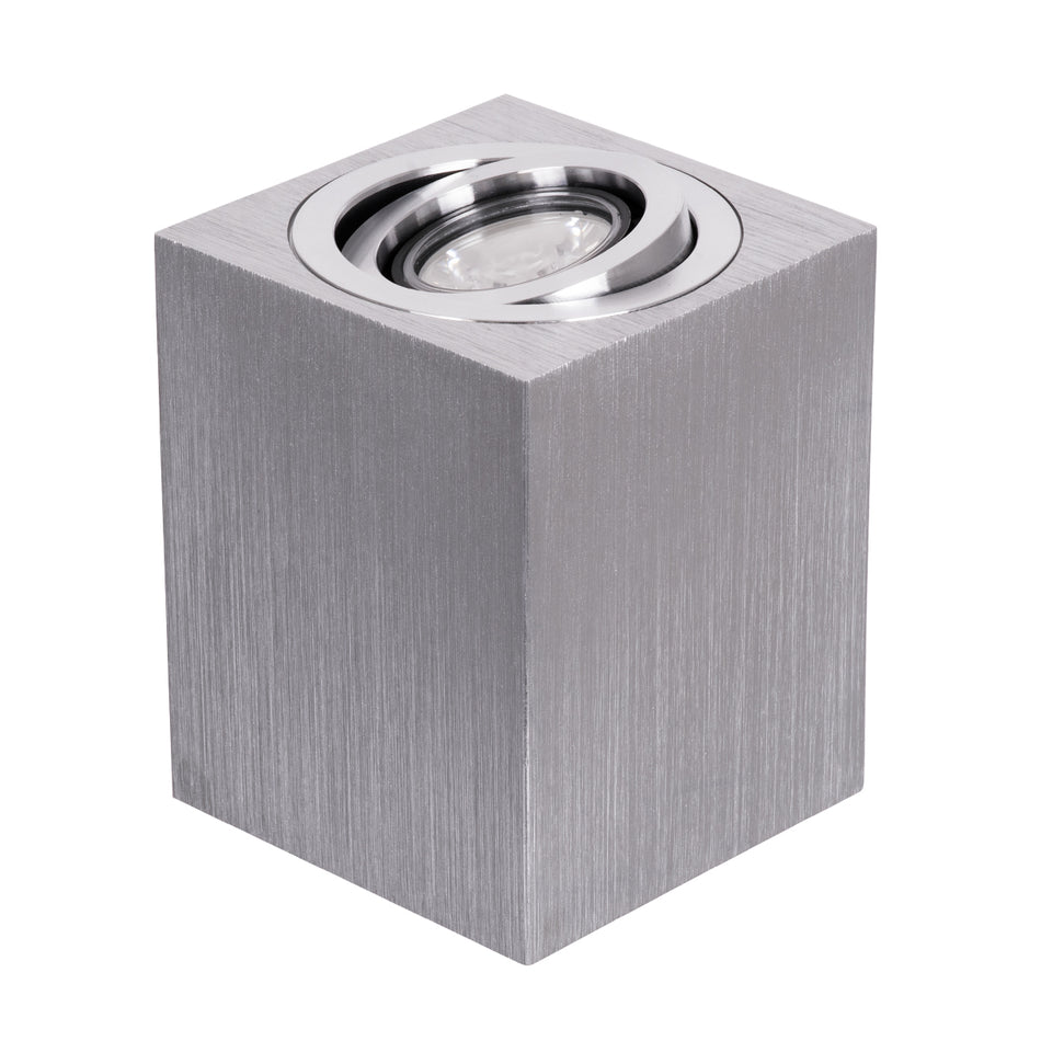 GLOBOSTAR® AKIRA 60623 Κινούμενο Φωτιστικό Downlight Σποτ με Ντουί 1 x GU10 AC 220-240V IP44 - Ασημί - Μ8 x Π8 x Υ10cm